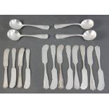 Shreve and Company Arts and Crafts monogrammed sterling flatware, most pieces are monogrammed 'A',