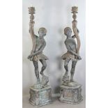 Pair of bronze Blackamoor lights, 70". Provenance: Malibu, California estate.