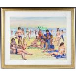 John Manship (American, 1927-2000), beach party, watercolor, signed and dated L/R, 19" x 24 1/2",