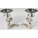 Pair of sterling silver mermaid form compotes marked C. J. Vander, 8" H x 8 1/4" W, approximately