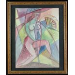 Lyubov Popova (Russian, 1899-1924), avant garde pencil and watercolor, signed L/R, 17" x 13", 21"