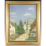 Anno Erdle, village path, oil on canvas, signed L/R and dated '42', 31" x 23", frame 38" x 30 1/