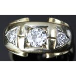 Gentleman's 14k Yellow and White Gold Diamond Ring