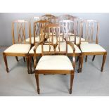 Set of ten (10) Hepplewhite dining chairs, nine (9) side chairs, one (1) armchair, 38 1/4" H x 23