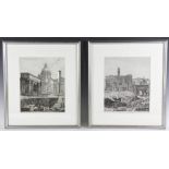 Pair of two Rossini architectural drawings of Rome, 1st edition, 1820, framed and matted under