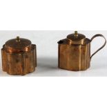 Joseph Heinrichs covered creamer and sugar, bronze with interior sterling wash, signed 'Jos.