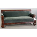 Circa 1850 Empire sofa, approximately 31" H x 73" L x 25" W (overall). Provenance: Salem,