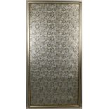 20th century Saga-Nishiki embroidered fabric, 71 1/2" x 34 ", framed 75" x 37 1/2".