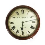 AJ Gunn & Co. Dover, Mahogany Fusee Dial Clock with cream dial, Roman numerals, pendulum & key