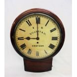 C19th Mahogany Drop Dial Wall Clock with cream dial, Roman numerals, marked Gillet & Co. Croydon V.