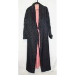 Vintage Peerless Black Padded Dressing Gown, labelled 38