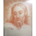 C19th Old Master Style Red Chalk Sketch by Simeon Solomon, dated 1894, in unassociated gilt frame