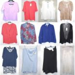 Ladies New Clothing: Elvi blue/red shirt size 24, M&S beige top size 24, Evans black skirt size