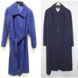 Ladies Bermanto Royal Blue Wool Coat & Aquascutum Dark Blue Wool Coat, both size 22 (2)