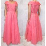 Ladies Vintage 1950s Pink Evening Dress labelled 'Stamp Taylor' in box marked Swan & Edgar Ltd.