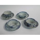 Group of three Chinese blue and white Ca Mau cargo tea bowls and saucer bearing Sotheby s labels and