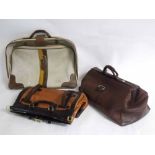 Good quality two-tone leather Madler holdall together with a further oversized leather Gladstone bag