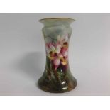 Royal Worcester floral painted vase of waisted form, signed Roberts, pattern no 2265, 18cms tall