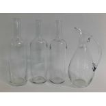 Three clear glass Baccarat 'Perfection Suite' decanters with etched mark to base, together with a f