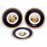 Collection of three mid to late 19th century English porcelain plates, the centre well painted