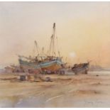 AR David Howell, P.P, R.S.M.A (born 1939, BRITISH) Fishing Boats at Jeddah watercolour, signed lower