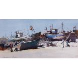 AR Benjamin Mowll, R.S.M.A (CONTEMPORARY, BRITISH) The Boat Building Yard, Essaovira, Morocco
