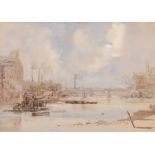 AR Edna W Guy, R.S.M.A (1897-1969, BRITISH) Low Tide, Battersea watercolour, signed lower left,