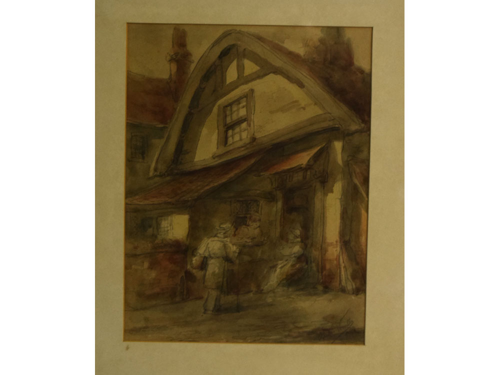 Holmes-Winter, signed and dated 1869, watercolour, Figures before a cottage, 9 x 7ins