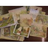 @Packet of assorted watercolours by Robert J Gedge, Norfolk landscapes etc, approx 20, all unframed