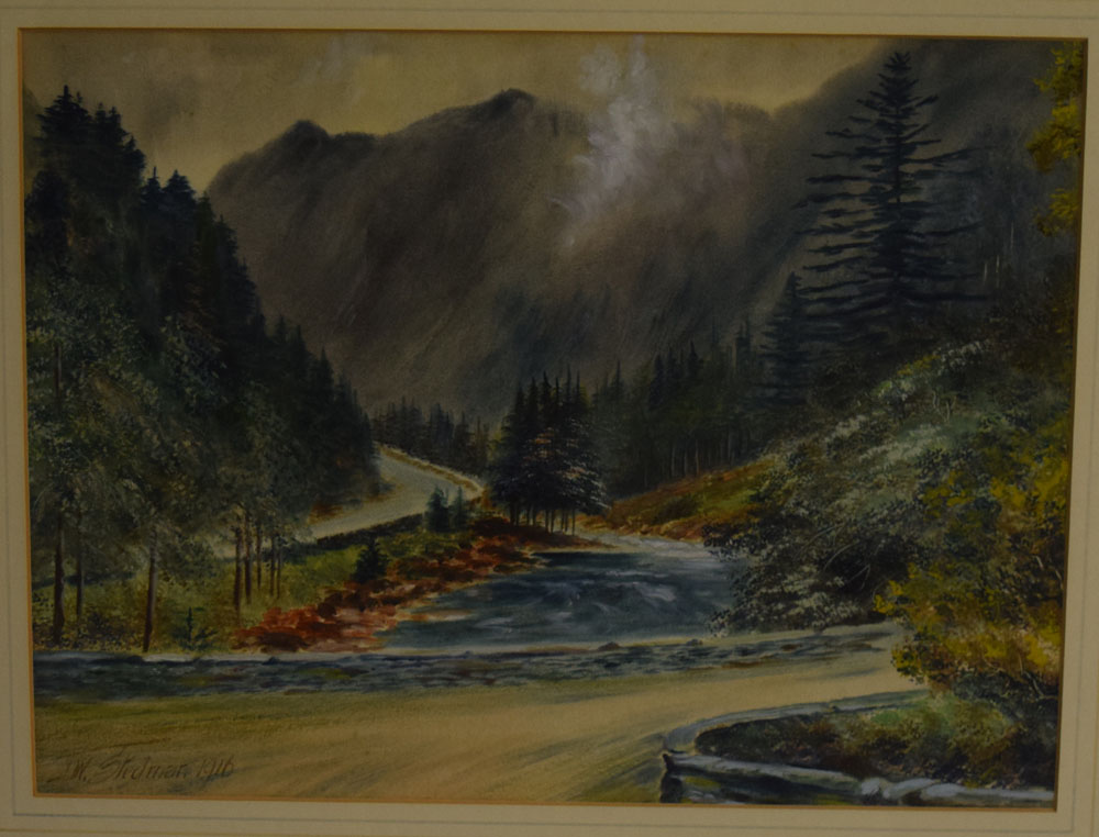 J W Stedman, signed and dated 1916, watercolour, "Aberglasny Pass, North Wales", 10 1/2 x 14ins