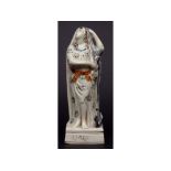 Prattware figure of Hope, circa 1790, with title to front of square base, modelled as a lady with