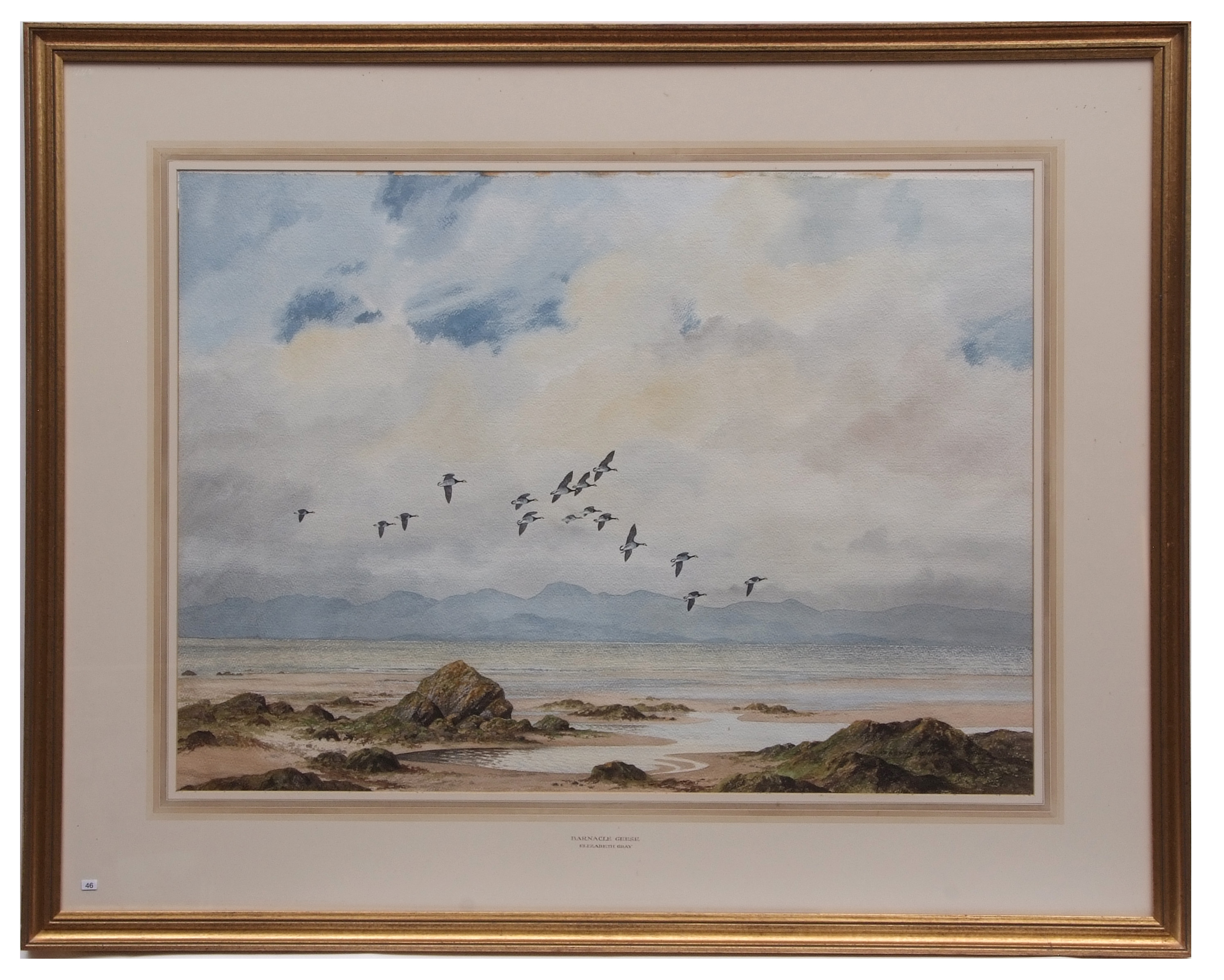 *Elizabeth Gray (20th Century, British) "Barnacle Geese" watercolour, signed lower right 21 x 29ins