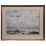 *Elizabeth Gray (20th Century, British) "Barnacle Geese" watercolour, signed lower right 21 x 29ins