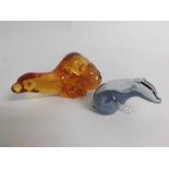 Orrefors World Wildlife Fund glass figure of a seal, together with further glass model of a