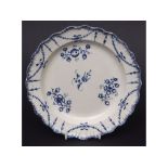 Pearl ware blue and white wavy edge plate (unmarked), 19cms diam