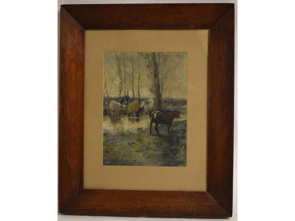 Follower of Anton Mauve, bears signature, watercolour, Cattle in a landscape, 11 1/2 x 8 1/2 ins