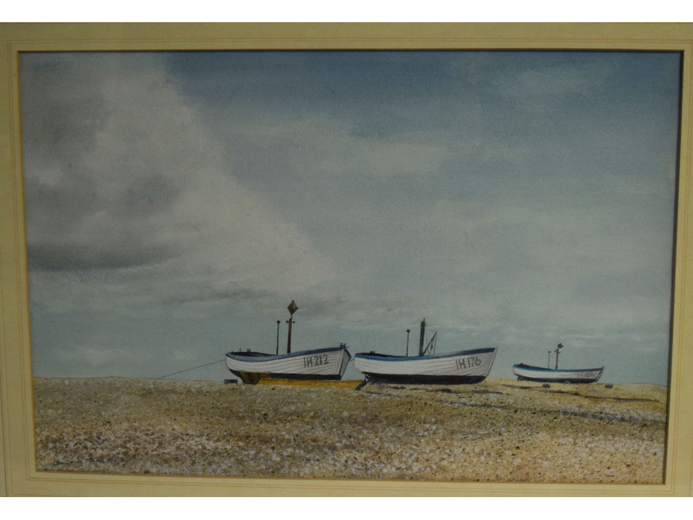 Lawrence Anthony, signed watercolour, "Aldburgh Beach", 14 x 21ins