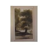 19th century English School, watercolour, study of trees in a park, 7 x 4 1/2 ins, Provenance: