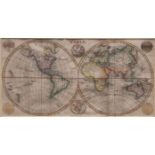 WILLIAM DARTON JNR: THE WORLD, engraved hand coloured double hemisphere map, circa 1802, engraved