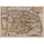 SAXTON/KIP: NORFOLCIAE COMITATUS [NORFOLK], engraved hand coloured map [1610], approx 265 x 385mm,