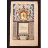 JOHANN BLAEU: SCHOTLANDT EN YRLANDT [SCOTLAND AND IRELAND], engraved hand coloured atlas title page,