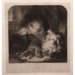 SIR EDWIN HENRY LANDSEER (1802-1873): INFANT CHILDREN, black and white mezzotint, engraved by Samuel