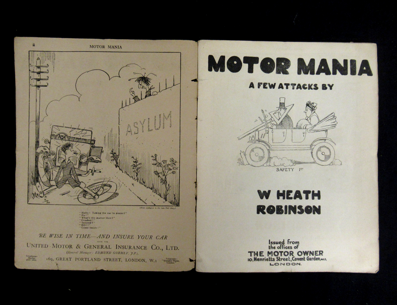 WILLIAM HEATH ROBINSON: MOTORMANIA, London, The Motor Owner, [1921], 1st edition, adverts at front - Image 2 of 4