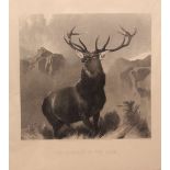 SIR EDWIN HENRY LANDSEER (1802-1873): THE MONARCH OF THE GLEN, black and white mezzotint, engraved