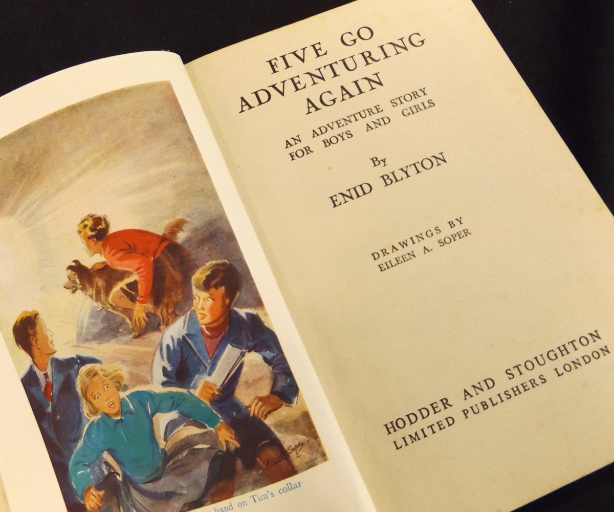 ENID BLYTON: FIVE GO ADVENTURING AGAIN, illustrated Eileen A Soper, 1943, 1st edition, coloured - Image 3 of 6