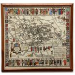 CECILY PEELE: MAP OF OXFORD'S HISTORY: WITH SOME OF HER WORTHIES, hand coloured lithograph
