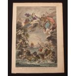 BOUCHER/TILLIARD: engraved hand coloured frontis from D'APRES DE MANNIVILLETTE'S: LE NEPTUNE