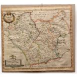 ROBERT MORDEN: LEICESTERSHIRE, engraved hand coloured map [1695], approx size 355 x 420mm + 3