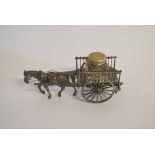 Unusual composite inkstand, formed as a horse and cart with glass inkwell, 19cms long