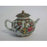 19th century Chinese Canton small tea pot decorated in traditional famille rose palette (small